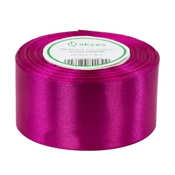 Tasiemka satynowa wstążka 50mm purpurowa 32m