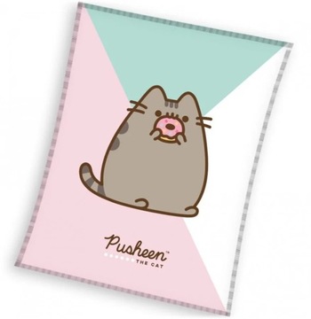 Duży koc coral fleece Kotek Pusheen i donut