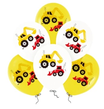 Zestaw balonów urodzinowych Koparka Traktor 6 szt