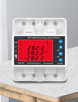 Счетчик текущей энергии, 3-фазное, 2-стороннее фотоэлектрическое реле, 80 А, ЖК-дисплей, Wi-Fi TUYA