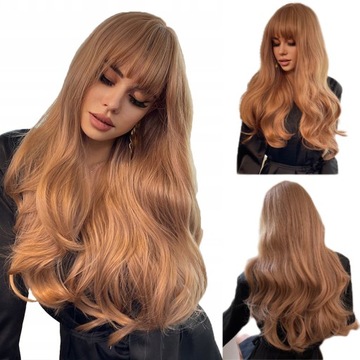 Peruki Damskie Kręcone Peruka Blond Włosy Długie 60cm + Free Cap