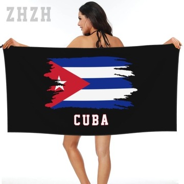 Подробнее Дизайнерское банное полотенце с эмблемой флага Кубы Быстросохнущее