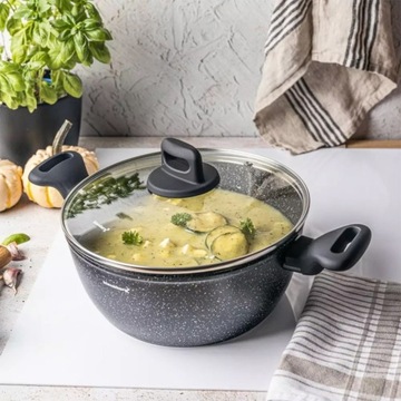 Набор мраморных кастрюль + индукционная сковорода, 7 предметов.