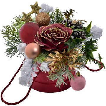 STROIK ŚWIĄTECZNY NA STÓŁ FLOWER BOX BOŻE NARODZENIE KOMPOZYCJA ŚWIERK GŁÓG