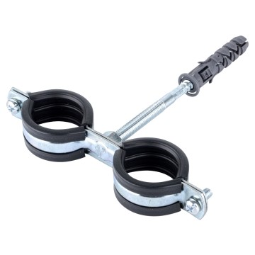 UCHWYT PODWÓJNY Z GUMĄ obejma do rur 3/8, 15-19 mm