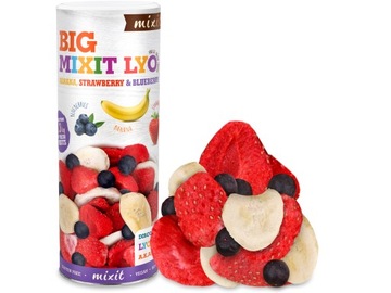 MIXIT DUŻE OWOCE LIOFILIZOWANE BANAN TRUSKAWKA JAGODA SUSZONE MROZEM 160g