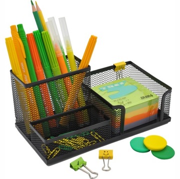 Przybornik na biurko 3 komory organizer siatka