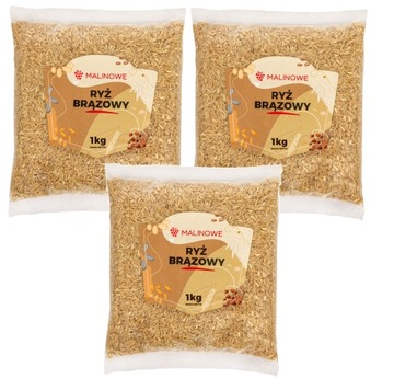 ZESTAW RYŻ BRĄZOWY 3x1kg ŚWIEŻY NATURALNY DOSKONAŁY