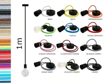 Lampa wisząca pojedyncza czarna 1m zwis pojedynczy
