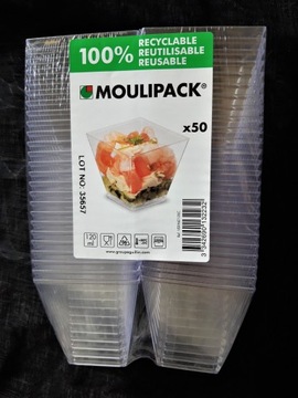 ПРОЧНЫЕ пластиковые контейнеры для мини-ДЕСЕРТОВ МНОГОРАЗОВЫЕ стаканчики 50 десертов