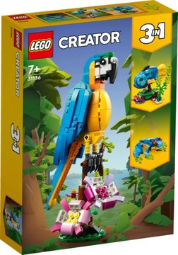LEGO 31136 CREATOR 3W1 EGZOTYCZNA PAPUGA ŻABA RYBA