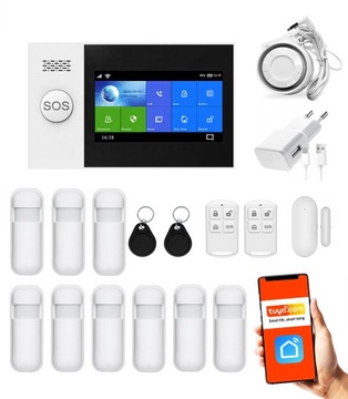 Bezprzewodowy alarm GSM WiFi cały zestaw TUYA APP