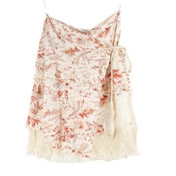 SPÓDNICA DAMSKA VILA BEŻOWA CZERWONE KWIATY MIDI S