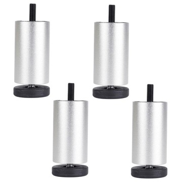 4x Furniture Dresser Refrigerator Legs Bookcase Feet for Coffee Silver 12cm