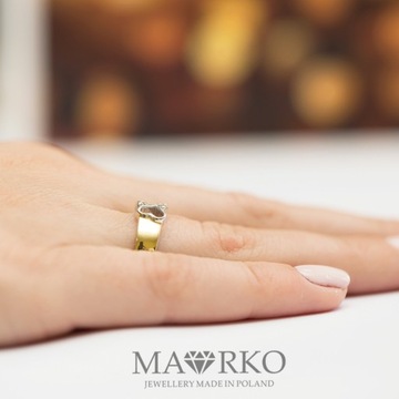 Złoty pierścionek zaręczynowy z CYRKONIA pr333 r11