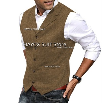 Men's Suit Vest Herringbone Slim Fit Single Breast