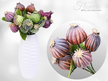 SZTUCZNE KWIATY BUKIET GŁÓWEK MAKÓW WYPEŁNIACZ DODATEK FLORYSTYCZNY 25CM