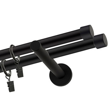 KARNISZ PODWÓJNY 19+19MM METALOWY CZARNY MAT / BIAŁY 320cm LOFT