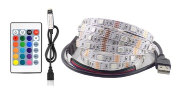 TAŚMA LED RGB USB PILOT 1M PODŚWIETLENIE TV 5V