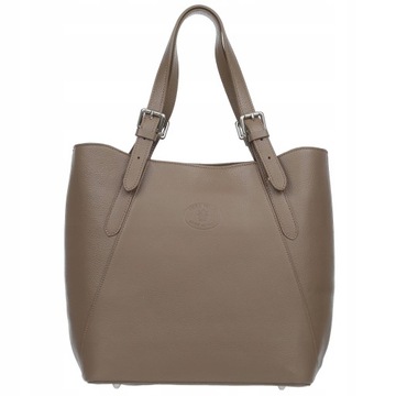 TAUPE TOREBKA CAPPUCCINO SKÓRA WŁOSKA SHOPPER BAG DŁUGIE USZY VERA PELLE A4
