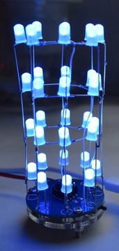32LED 5mm Cube 8x4 BLUE świetlne animacje diy KIT