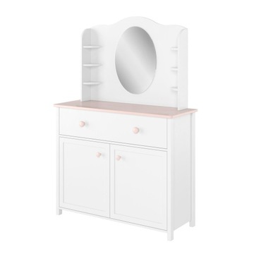 Komoda księżniczki lustro LUNA LN-05 biały/różowy