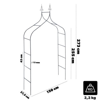 МЕТАЛЛИЧЕСКАЯ САДОВАЯ ПЕРГОЛА 255см АРКА ПОДДЕРЖКА ЦВЕТОВ ДЛЯ РОЗ И ВЗЛЕТНИХ РАСТЕНИЙ