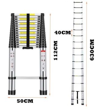 ТЕЛЕСКОПИЧЕСКАЯ ЛЕСТНИЦА ЛЕГКО РАСШИРЯЕТСЯ И СКЛАДЫВАЕТСЯ АЛЮМИНИЙ EN131 6,3М