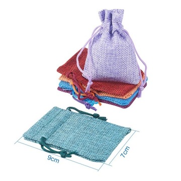 10 разноцветных подарочных пакетов с двойным шнурком