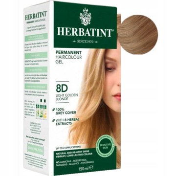 HERBATINT FARBA DO WŁOSÓW NATURALNA TRWAŁA 8D jasny złoty blond