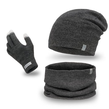 Zestaw męski na zimę czapka, komin, rękawiczki