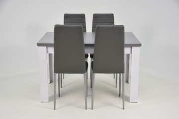 4 стула и стол 80х120/160 с серой столешницей.