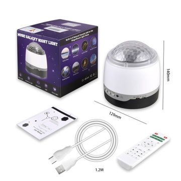 PROJEKTOR LAMPKA NOCNA LED GWIAŹDZISTEGO NIEBA Z GŁOŚNIK BLUETOOTH 3 TRYBY