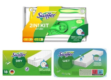 SWIFFER MOP+MIOTEŁKA+ŚCIERECZKI 26/SUCHE 10/MOKRE