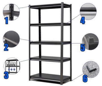 МЕТАЛЛИЧЕСКАЯ ПОЛКА черная складская 200х100х40 для гаража, подвала, офиса ДОДАС