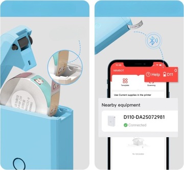 Термопринтер для самоклеющихся этикеток, лента NiiMbot D110, текст, графика