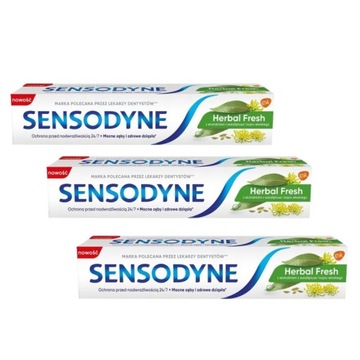 Sensodyne Herbal Fresh, pasta do zębów, z ekstraktami eukaliptusa 75 ml x3