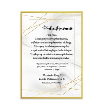 Prezent dla nauczyciela zakończenie roku a4 ramka