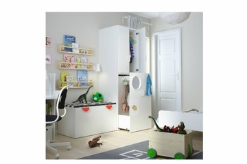 ИКЕА СМАСТАД Гардероб с электроприводом высота белая береза/штанга платяная 60x57x196 см