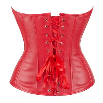 Faux Leather Corset Top Overbust Women Zipper Wais