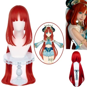 PERUKA GENSHIN IMPACT NILOU CZERWONA PERUKA ANIME Z DŁUGIMI WŁOSAMI 100 CM