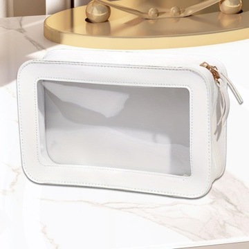 Прозрачная и водонепроницаемая дорожная косметичка с прозрачным окошком, белая