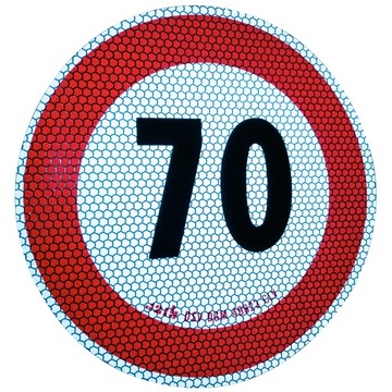Naklejka ograniczenie prędkości 70km/h odblaskowa