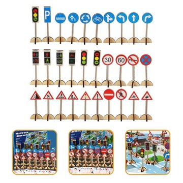 ZESTAW ZABAWEK DLA DZIECI ZNAKI DROGOWE | SYMULACJA RUCHU | DREWNIANE