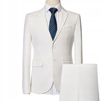 Garnitur męski biały elegancka jednorzędowy rozmiar XL