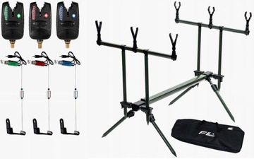 STANOWISKO KARPIOWE 3 WĘDKI ROD-POD+ 3x SYGNALIZATOR+ 3x SWINGER+ POKROWIEC