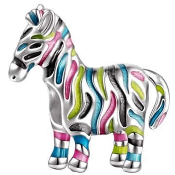 Charms Zawieszka Charms Kolorowa Zebra Charmsy Trusky