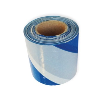 ЛЕНТА ПРЕДУПРЕЖДАЮЩАЯ белая синяя 100 М 70ММ для ограждений