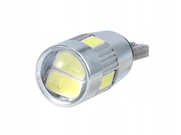 СВЕТОДИОДНАЯ ЛАМПОЧКА 6 SMD 5630 W5W T10 ЛИНЗА CANBUS x10