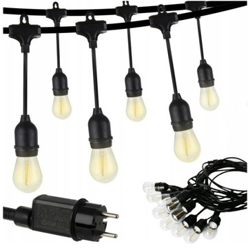 Łańcuch Girlanda Ogrodowa15m Lampki 15 Żarówek LED